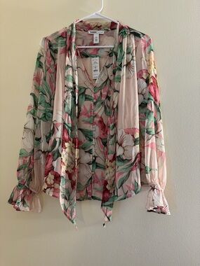 WHBM OUTLET L/S Tie Neck Blouse